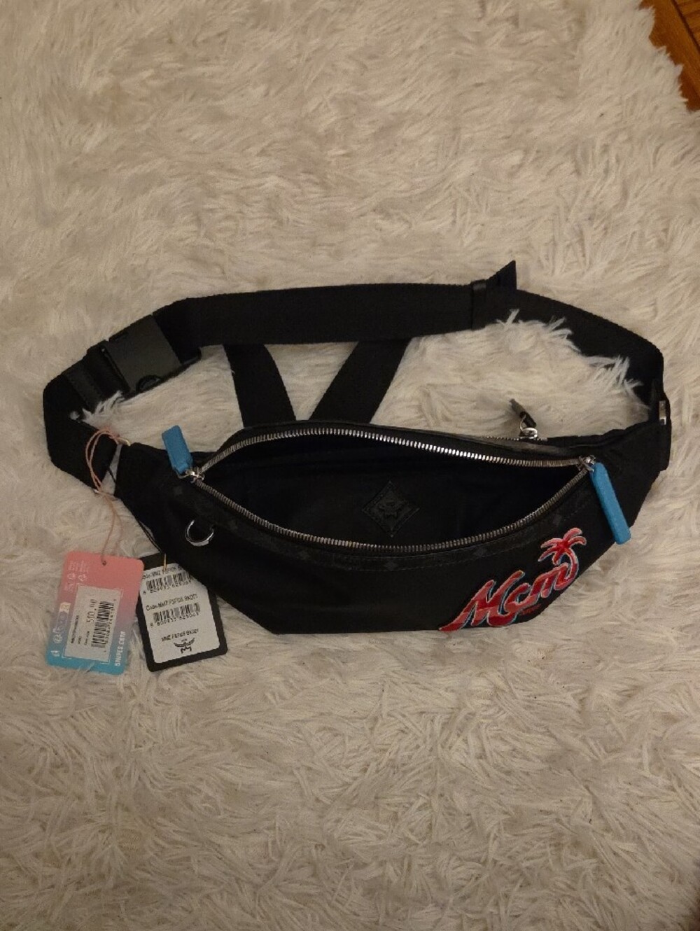 MCM Black Belt Bag with Red Script Logo - Picture 5 of 5